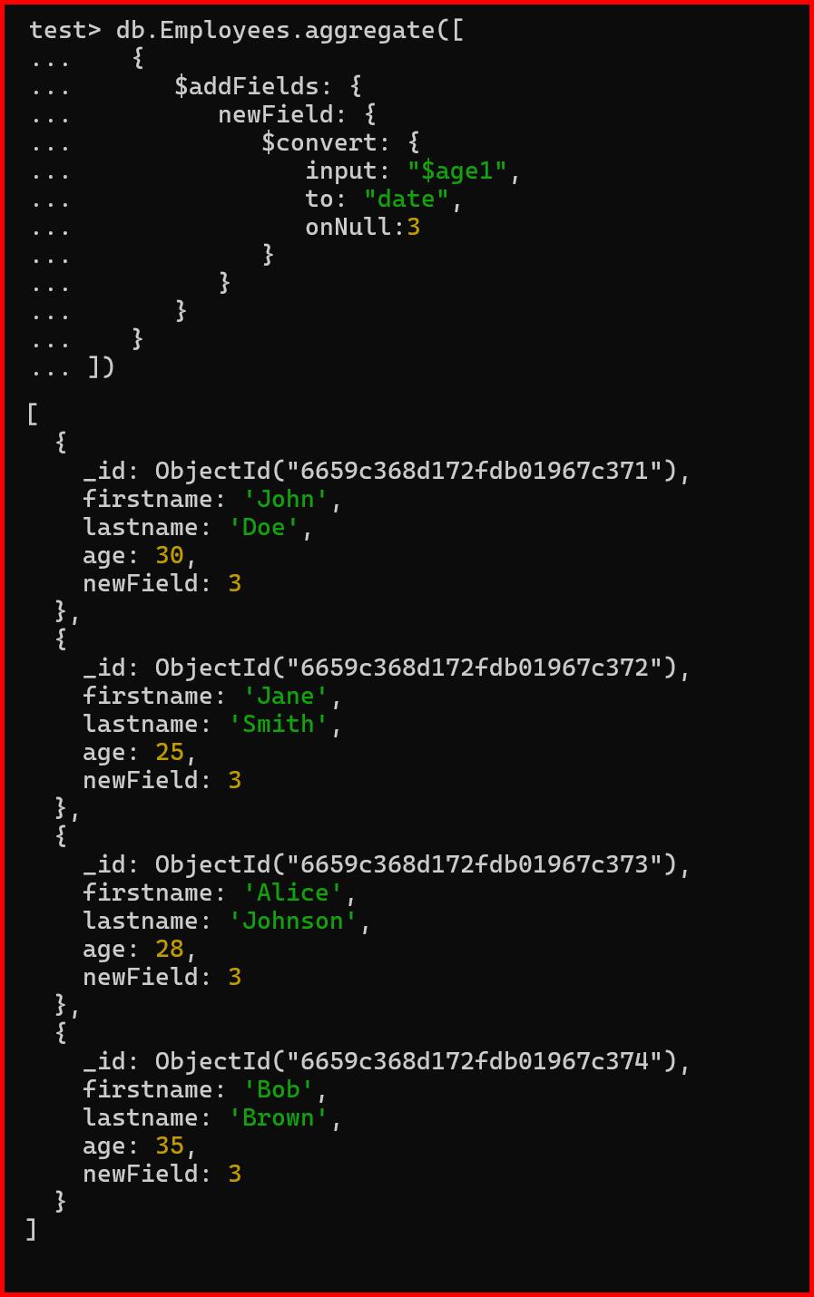 Picture showing using the convert function for converting age to date